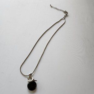 Black Onyx Pendant with Silver Plated Setting